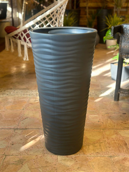 Charcoal Rotational Plastic Pot Large